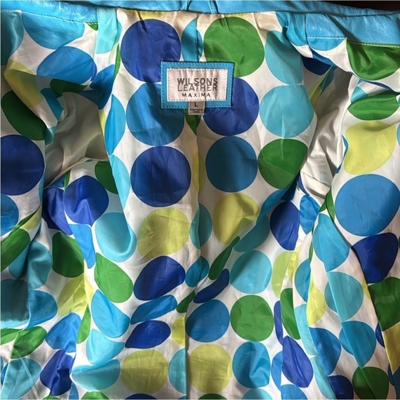 Wilsons Leather Maxima turquoise Blue Leather Jacket Size Large - Picture 7 of 11